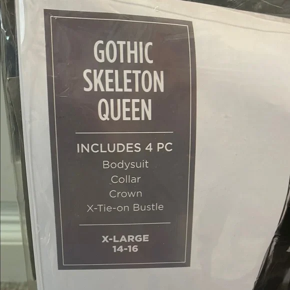 Women's Halloween Gothic Skeleton Queen Costume XL (Extra Large) NEW 4 Pieces - Picture 2 of 7